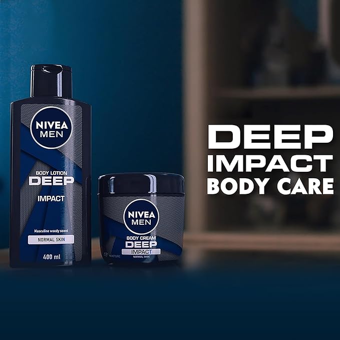 Beiersdorf Nivea Men Body Cream Deep Impact Normal Skin 13.5oz 48h Moisture