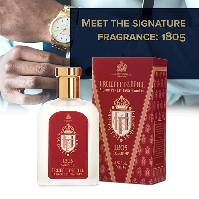 Truefitt & Hill Luxury Cologne - 1805 - Premium Long-Lasting Oceanic Men's Fragrance Presented in a Beautifully Etched Traditional Atomizer Bottle - 3.38 oz.