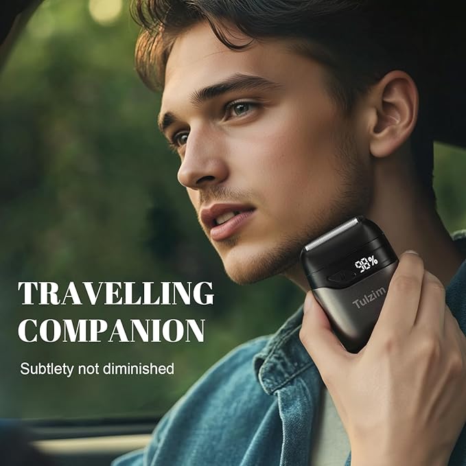 Electric Foil Shaver for Men: Portable Electric Razor for Beard/Face - 3 Floating Blade LED Display USB-C Fast Rechargeable - IPX7 Waterproof for Travel & Home, Charcoal Black