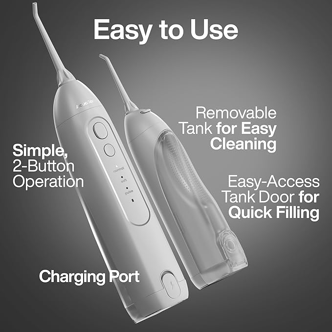 AquaSonic Icon Water Flosser for Teeth – Cordless Rechargeable Oral Irrigator – Waterproof, Portable Dental Cleaning with Jet Tip – Braces Home Travel - Stone