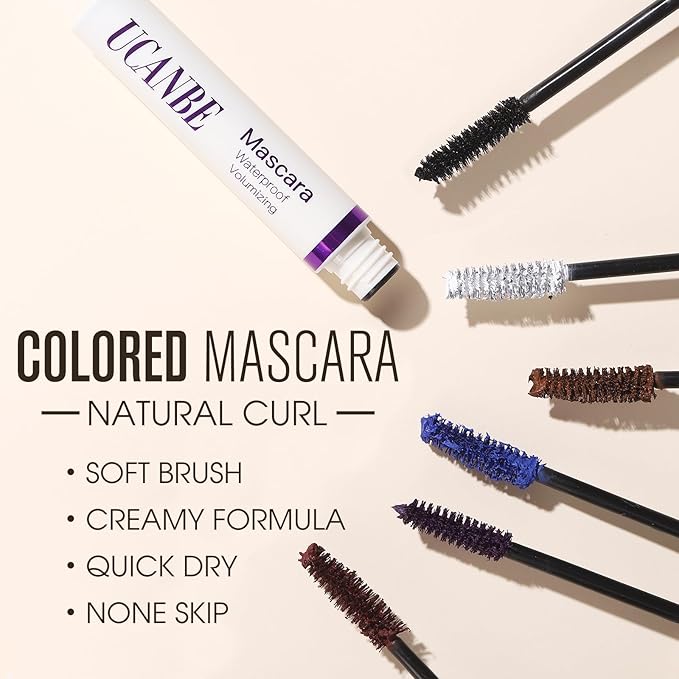 UCANBE Blue Mascara and Liquid Eyeliner Set, Waterproof Colored Eye Makeup Duo - Enhance Your Gaze with Natural Lasting Lift & Curl for Lashes and Pigmented Smudge-Proof Eye Liner