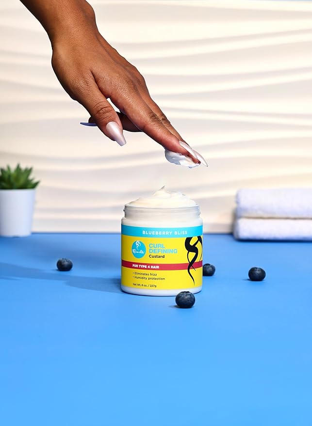 Curls Blueberry Bliss Defining Custard - 8 oz, Cream for Frizz Control & Humidity Protection, Enriched with Aloe Leaf Extract, Coconut Oil, Shea Butter & Mango Seed Butter, Type 4 Coils