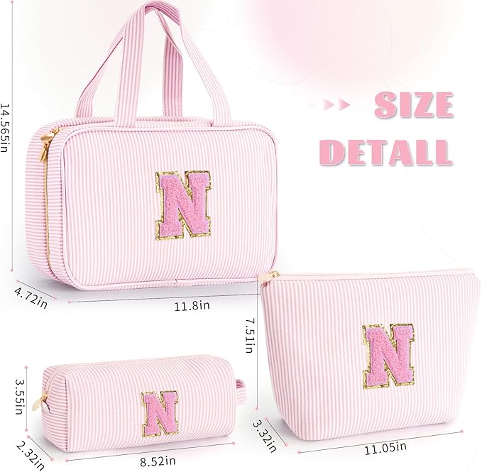 Fystdtote Travel Toiletry Bag Cosmetic Bag Skin Care Bag Cute Makeup Bag Sister Wife Friend Engagement Wedding Gifts for Women Tween Girls Trendy Stuff Thank You Gift - Pink N