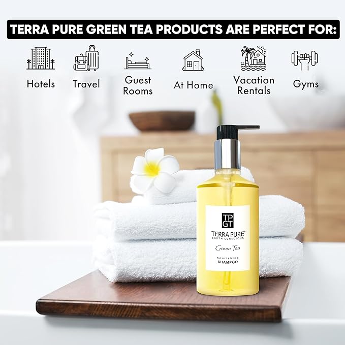 Terra Pure Green Tea Shampoo, 10.14 oz. With Organic Honey And Aloe Vera (Case of 24)