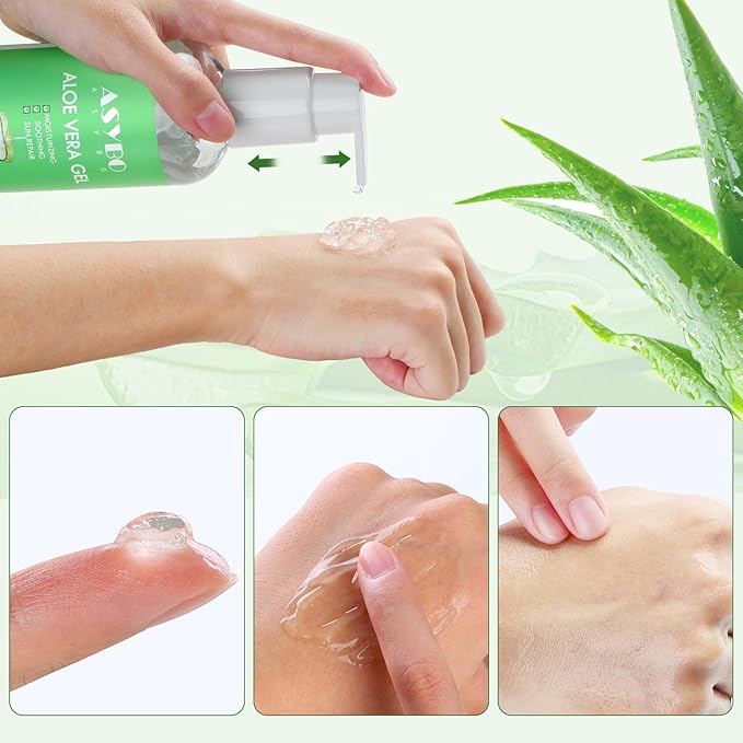 ASYBO 300 ml Aloe Vera Gel, 100% Natural Pure Aloe Vera Hydrating Facial Cream, Soothing & Moisturizing, After Sun Care, Reduce Acne, Repair Scars, Suitable for All Skin Types