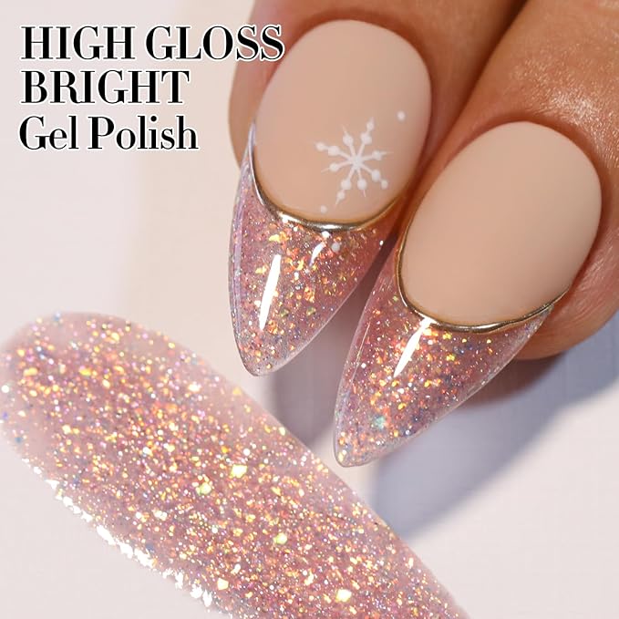 Double Rhythm 15ML Glitter Gel Polish Shimmer Reflective Holographic Color Magnetic for Nail Art Salon DIY at Home (B1144)