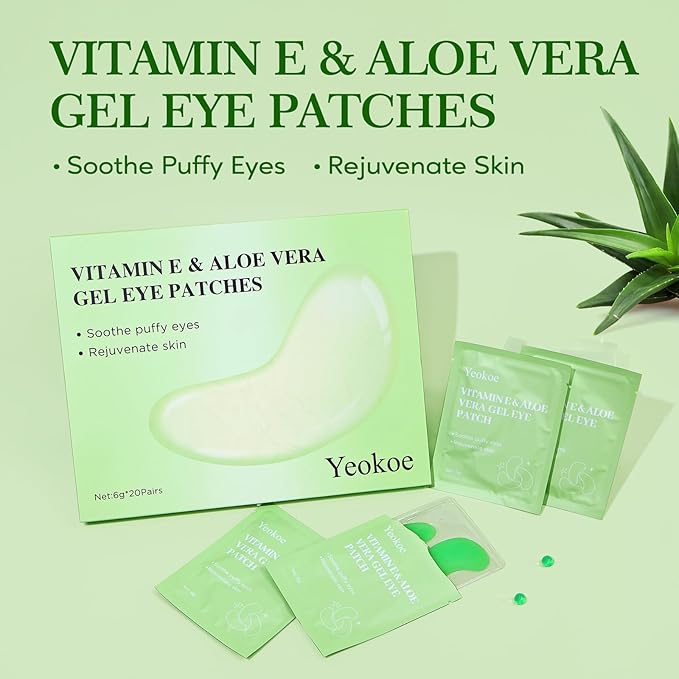 Yeokoe Under Eye Patches for Dark Circles,Puffy Eyes,20 Pairs Face Masks SkinCare With Vitamin E and Aloe Vera Gel for Rejuvenate