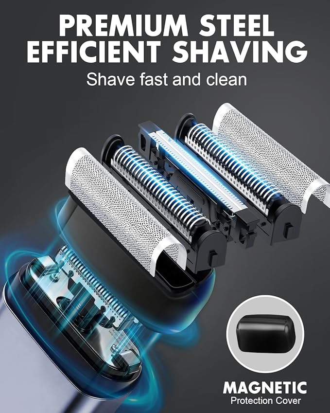 Electric Razor for Men,Foil Shavers for Men,Pocket Shaver for Face,100% Waterproof for Wet & Dry Shave, Rechargeable Cordless Razor with 3D Floating Head,LED Display & Precision Blades,Fast Charge