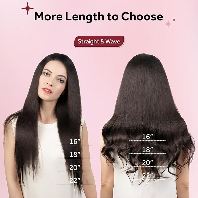 Clip in Hair Extensions Real Human Hair Dark Brown Seamless Clip In 100% Remy Hair Extensions PU Skin Weft Add Volume Thick&Invisible #2 18Inch 120G 8PCS