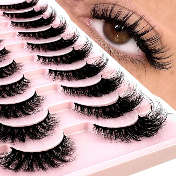 HBZGTLAD Soft Mink Eyelashes 3D Curl Winged End Eye Elongated Fake Lashes Thick Handmade Natural False Eyelash Messy Cross Lash Wholesale (QY-2#)
