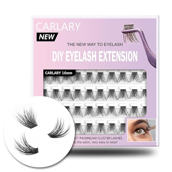 Lash Clusters, DIY Eyelash Extension, Reusable Individual Lash Clusters, 3D Effect Wispy C Curl False Eyelashes for Home Eyelash Extensions (Fluffy-16mm)