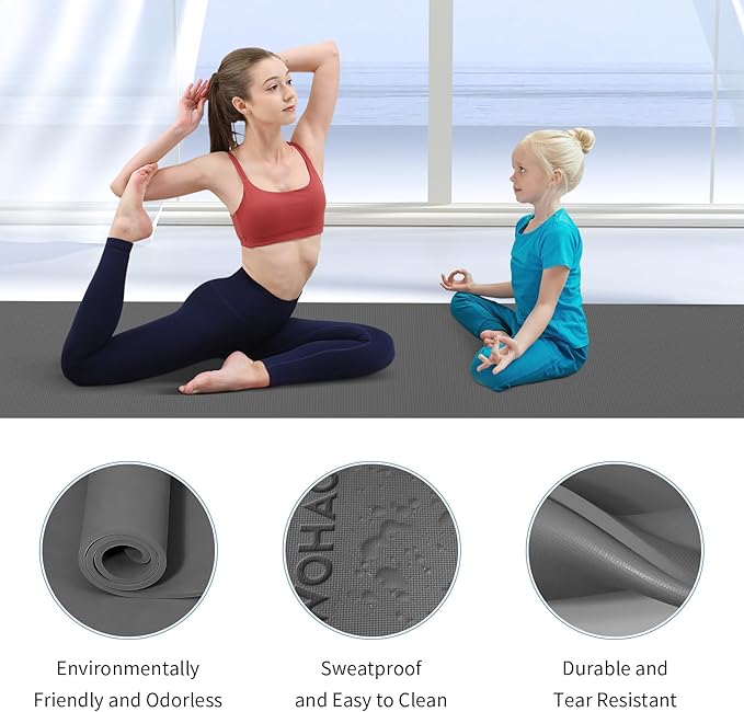 Extra Wide & Thick 8mm Yoga Mat, 72"x31.5" Large Non Slip Exercise Mat, Premium POE Material for Superior Cushioning & Stability, with Strap for Home Gym, Pilates