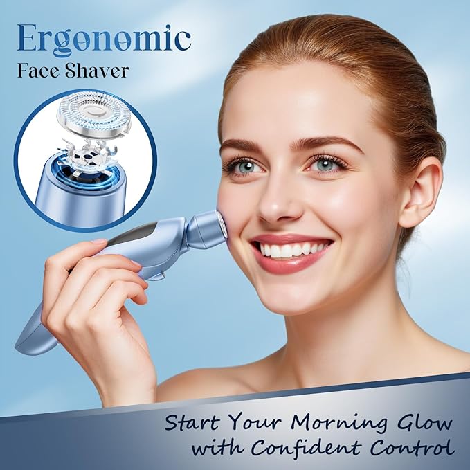 Cordless Electric Razors for Women: Rechargeable Painless Bikini Trimmer for Body Hair - IPX7 Waterproof Shaver with LED Display for Face/Underarm/Leg Deep Blue