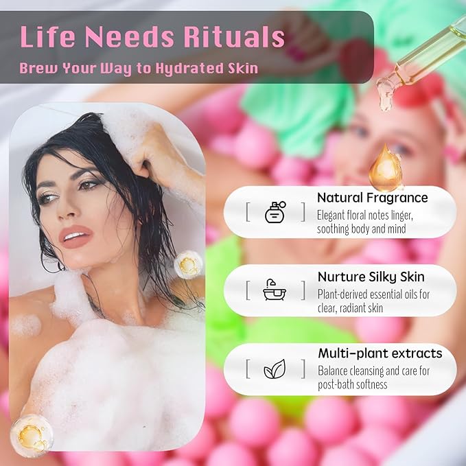WYNK Bath Bombs Gift Set 6 Pack - Individually Wrapped Fizzy Bath Bombs with Floral Scent & Shea Butter for Soft Skin, Non-Staining Relaxing Aromatherapy Spa Bath