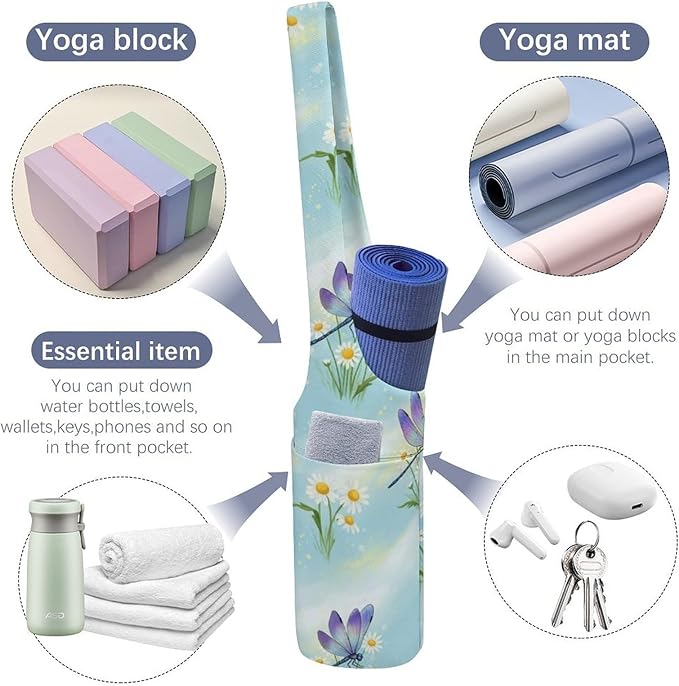 Portable Single Shoulder Yoga Mat Bag Carrier with Pocket Spacious Storage for Yoga Gym Fitness