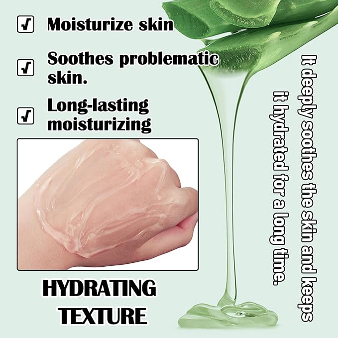 Fusang Organic Aloe Vera Gel for After Sun Skin Care,Natural Moisturizing Aloe Vera Gel for Face & Body,Easy to Portable Face Moisturizer,Travel Size Pure Vera Aloe Gel for all Skin Types 260 ml B