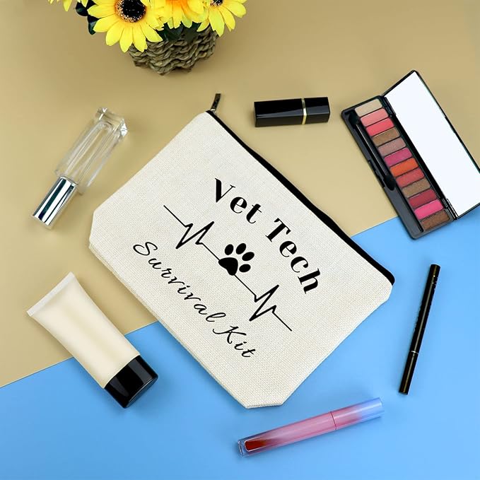 Vet Tech Gifts for Women Cosmetic Bag Veterinary Technician Veterinarian Gifts Makeup Bag Thank You Gift Birthday Graduation Gift for Vet Tech Veterinarian Medicine Student Travel Toiletry Bags