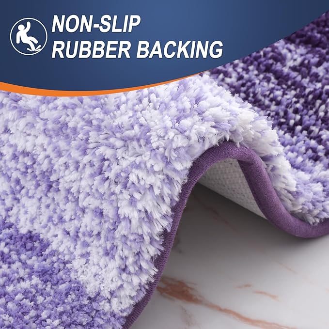 OLANLY Bathroom Rugs Mat 24x16, Extra Soft Absorbent Microfiber Bath Rugs, Rubber Backing, Quick Dry, Machine Washable Bath Mats for Bathroom Floor, Tub and Shower, Home Decor Accessories, Violet