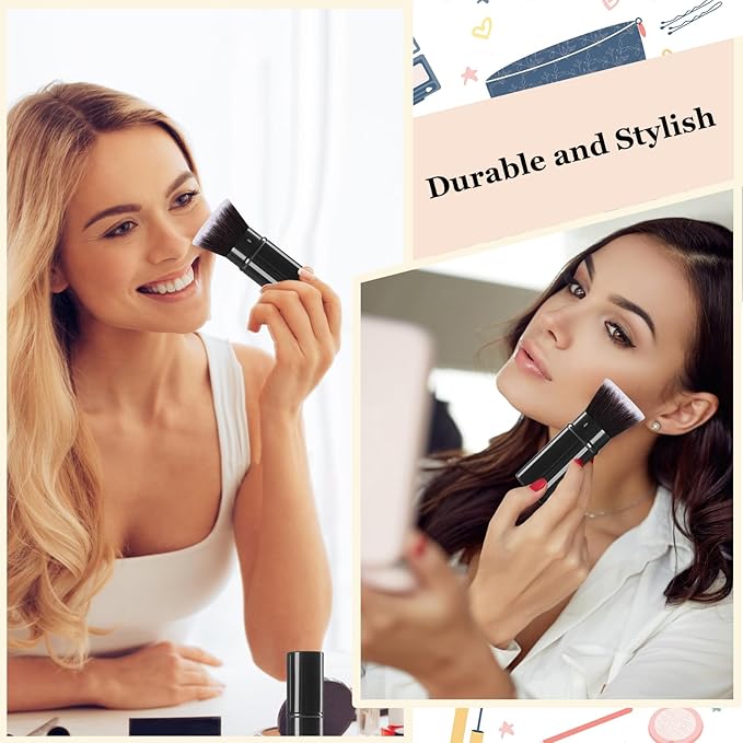 Keriloo Makeup Brush, Retractable Travel Kabuki Powder Foundation Makeup Brush Face Blush Brushes for Blending Liquid, Flawless Cosmetics, Bronzer, Buffing, Sunscreen,