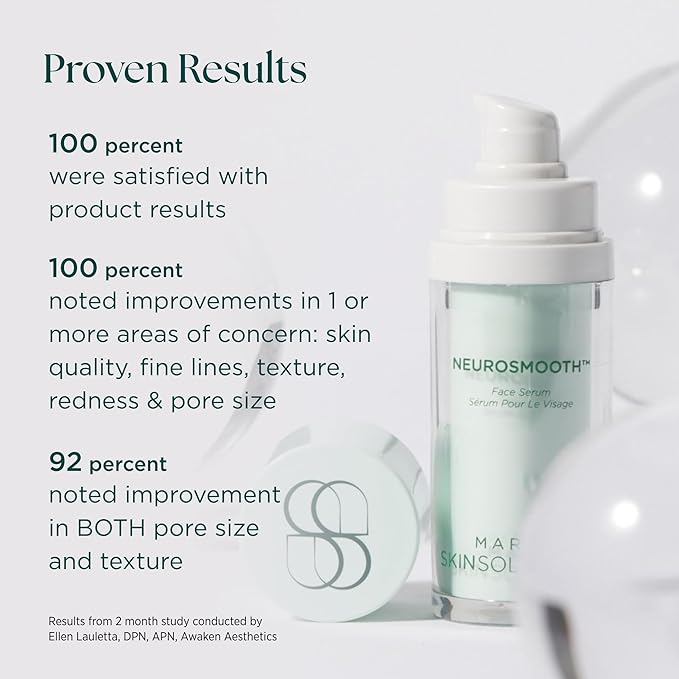 Marini SkinSolutions NeuroSmooth - Neuromodulating, Peptide-Powered Face Serum for Glass-Smooth, Poreless-Looking Skin - Cruelty Free - Made in the USA - 1 fl oz