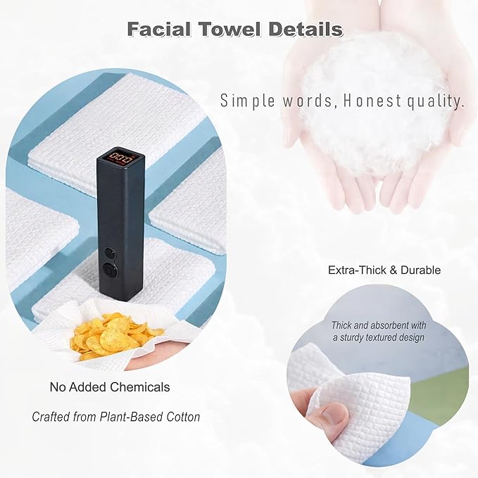 GentlGlow Disposable Face Towels, Clean Facial Towels, Multi-purpose Towels for Makeup Remover, Travel Towel, Facial Wash And Dry, Skincare, Daily Cleaning, 3 Pack (210 Count) 8 x 8 Inches