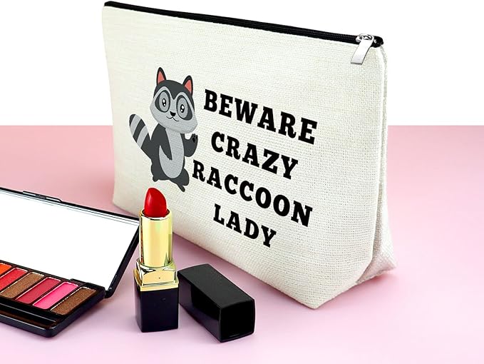 Mxrymvu Raccoon Gifts: Makeup Bag & Travel Cosmetic Bag for Women & Girls - Funny Raccoon Themed Gifts for Animal Lovers