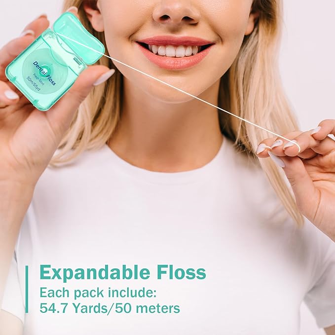 Mimorou 60 Pack Dental Floss Bulk Mint Flavored 50m Each Travel Dental Floss Oral Care for Teeth and Gum Protection(Mint Color)