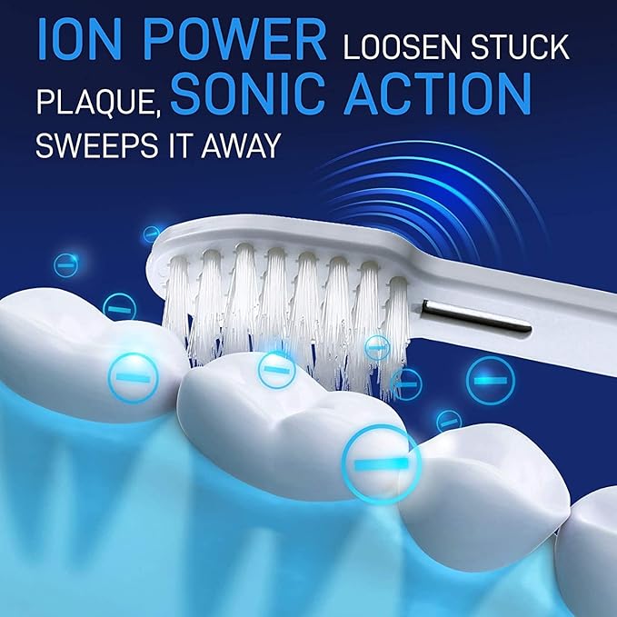 IONIC KISS IONPA DP Navy Blue Premium USB Rechargeable Ionic Power Electric Toothbrush, Brushing Timer, 4 Modes, 2 Soft Extended Filament Brush Heads Made in Japan, You hyG DP-111NB