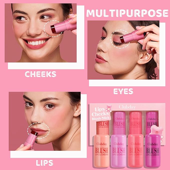 4 Color Milk Jelly Blush Stick, Cooling Water Cruelty Free.