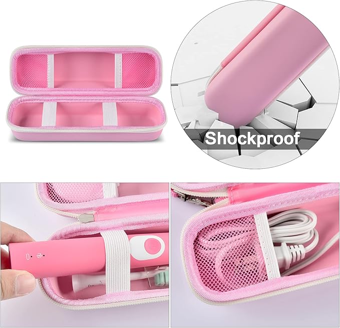 GWCASE Toothbrush Travel Case Compatible with Oral-B Pro 1000 2000 3000 3500 5000 7500/ for Philips Sonicare ProtectiveClean 4100 6100 5100 6500 7500 Rechargeable Electric Toothbrush (Box Only) -Pink