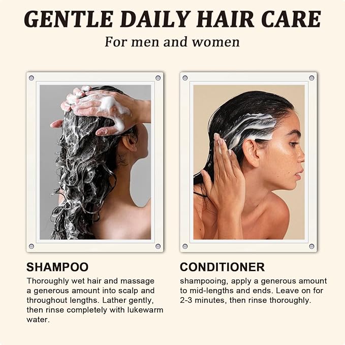 Batana Oil Shampoo & Conditioner Set for Hair Growth & Thickening - With Biotin, Keratin, Tea Tree & Rosemary - Strengthens & Volumizes Thin Hair - Daily Hair Care for Men & Women