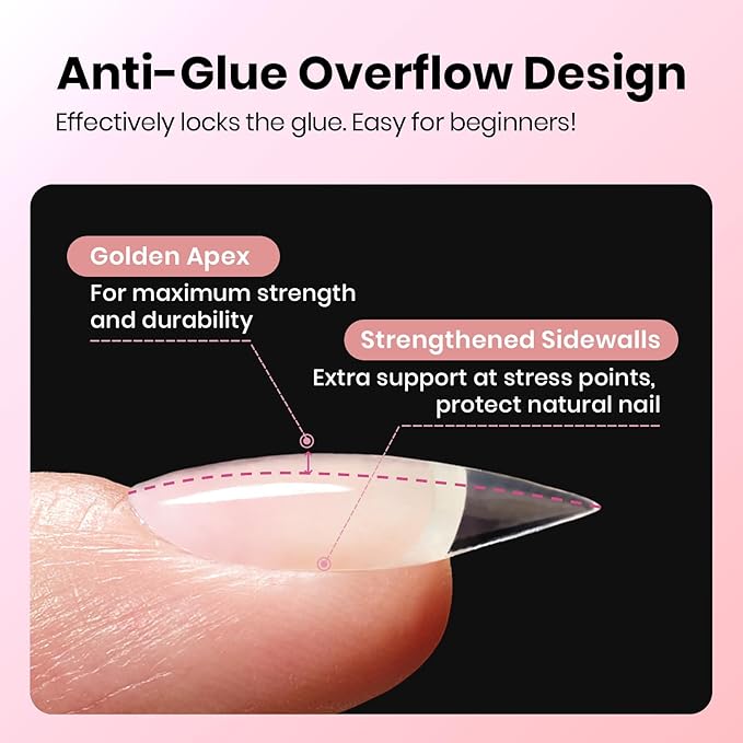 Beetles Gel Nail Tips Curve-EX - Almond Short, 320pcs 16 Sizes, Etch-X Half Matte Full Cover Soft Acrylic False Press on Nail Tips Easy DIY Nail Extension Art Salon for Curved & Natural Nail Beds