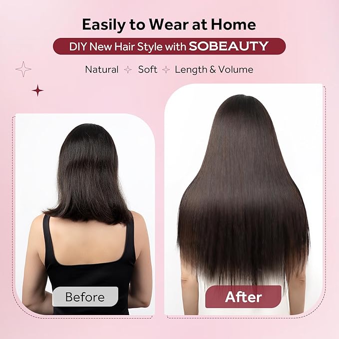 Clip in Hair Extensions Real Human Hair Dark Brown Seamless Clip In 100% Remy Hair Extensions PU Skin Weft Add Volume Thick&Invisible #2 20Inch 120G 8PCS