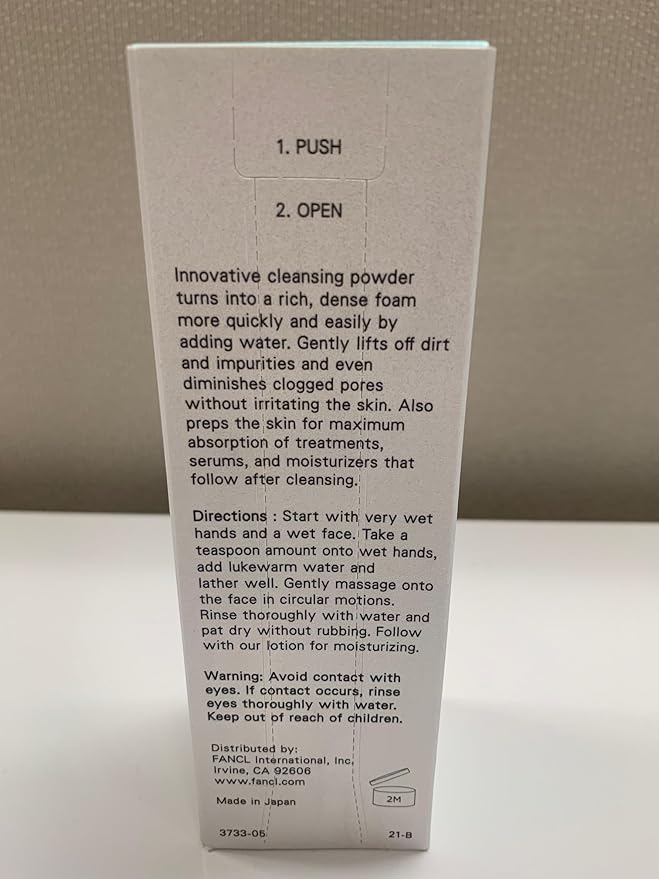 FANCL Facial Cleansing Powder – Japanese Powder-to-Foam Cleanser with Agar & Rice Starch, Gently Removes Impurities & Clogged Pores, Preservative-Free Hydrating Formula [US Exclusive Edition]