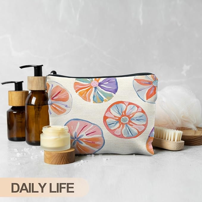 RYYCDOI Summer Fruit Slice Aesthetic Makeup Bag, Fruit Lover Gifts Cosmetic Bags for Women, Trendy Preppy Orange Citrus Zipper Makeup Pouch