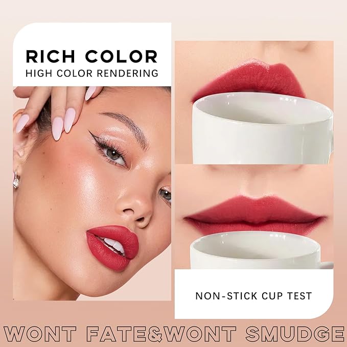 Lip Stain Marker,Nude Red Lip Tint Stain Pen Liner,Hydrating