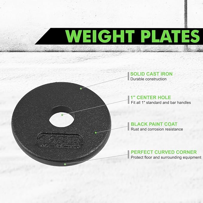 A2ZCARE 1 inch Weight Plates Set 1.25 lbs 20 lbs, 1 inch, 1 inch
