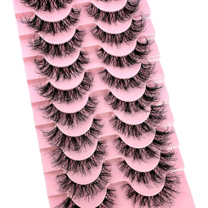 HBZGTLAD Soft Mink Eyelashes 3D Curl Winged End Eye Elongated Fake Lashes Thick Handmade Natural False Eyelash Messy Cross Lash Wholesale (LN125)