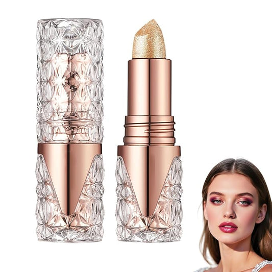 Diamond Glitter Lipstick, 2025 New Velvet Glow Lip Gloss Waterproof Non-sticky Creamy Lipcolor,Long-Lasting Moisturizer Lip Balm with Sparkling Finish Hydrating Lip Stains (C01)