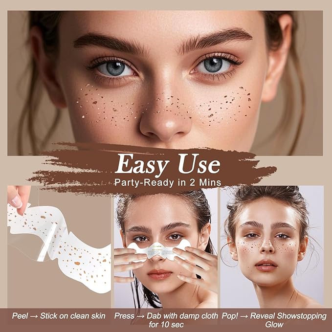 Glitter Freckles Face Tattoo, 30PCS Rose Gold Body Glitter Temporary Tattoos Sparkle Patches for Women, Waterproof Fake Freckles,Festival Rave Outfits Festival Decorations (Rose Gold)