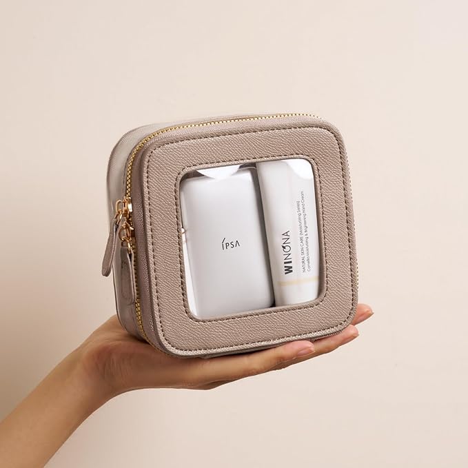 Oaque Mini Cosmetic Bag Clear Makeup Bag Small Travel Toiletry Bag with Zipper, Cute Car Cosmetic Case Transparent Makeup Pouch for Purse (Stone)