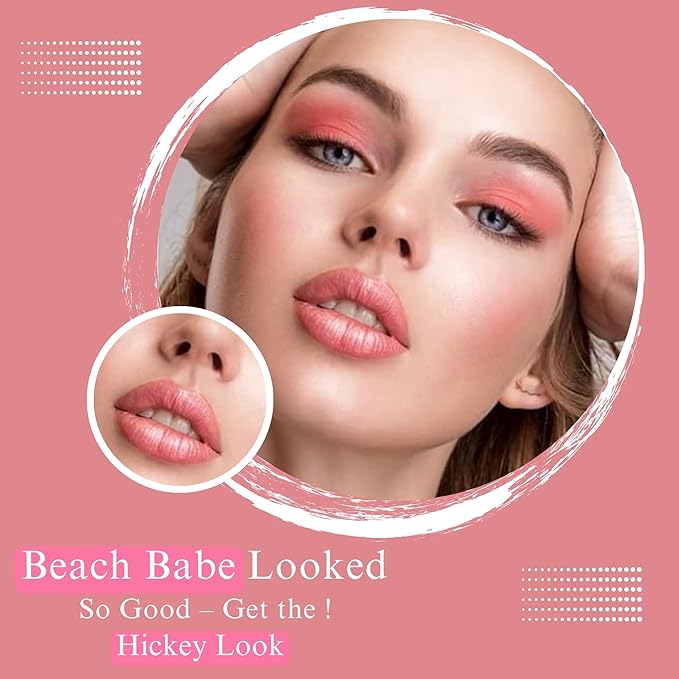 Hickey Lipstick Beach Babe and Skinny Dip Organic Long Lasting Lipstick Refills, Perfect Pink and Coral Colors, Set of 2