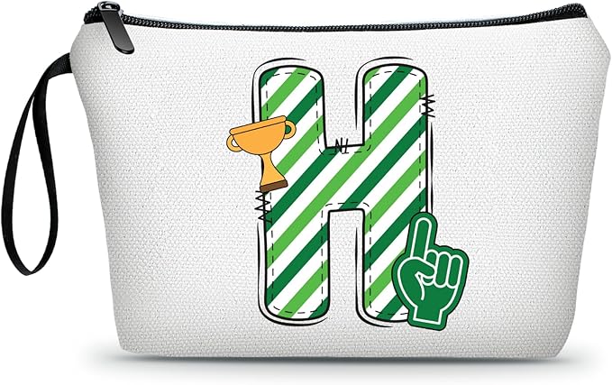ARIOSEY Football Initial Birthday Graduation Gifts Cosmetic Travel Toiletry Bags Football Accessories Party Favors for Women Girls Daughter Niece Team Coach Friends -H