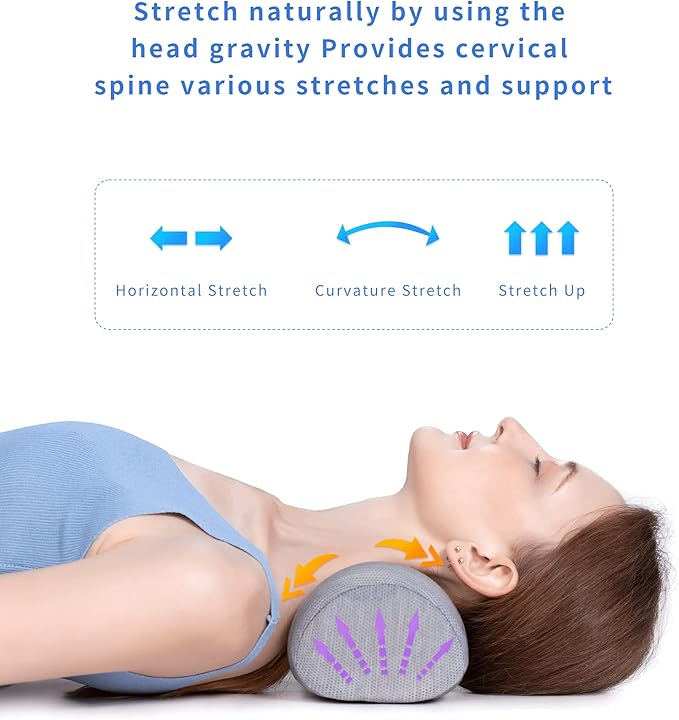 Bespilow Cervical Neck Pillow for Pain Relief - Small Cylinder Neck Roll & Round Bolster Stretcher - Portable Memory Foam Traction Device for TMJ, Hump Correction, Travel & Sleeping Support