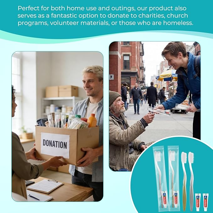 Disposable Toothbrushes with Toothpaste, Gold and Silver Toothbrush Disposable Bulk, Individually Packaged, Suitable for Hotels, Homes, Camping, and Travel (100-PACK)