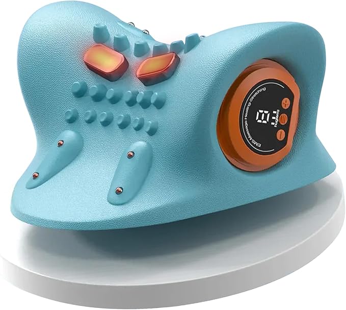 Neck Massager,Masajeador de Cuello,3 Modes Portable Neck and Shoulder Relaxer,Electric Pillows with Heat,26° Angle Cervical Traction Device,for Pain Relief and Muscle Relaxation