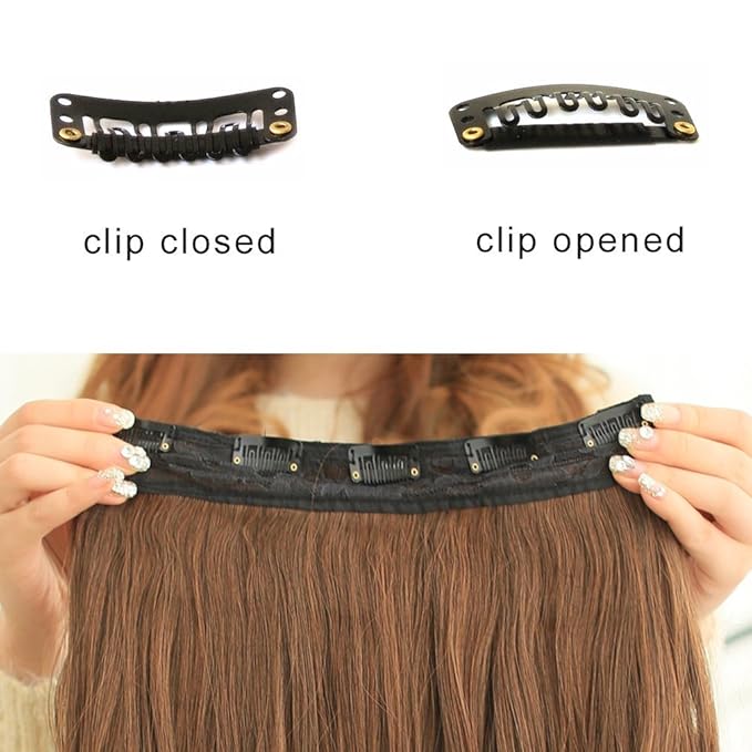 REECHO 20" 1-pack 3/4 Full Head Curly Wave Clips in on Synthetic Hair Extensions HE008 Hair pieces for Women 5 Clips 4.5 Oz Per Piece - Jet Black