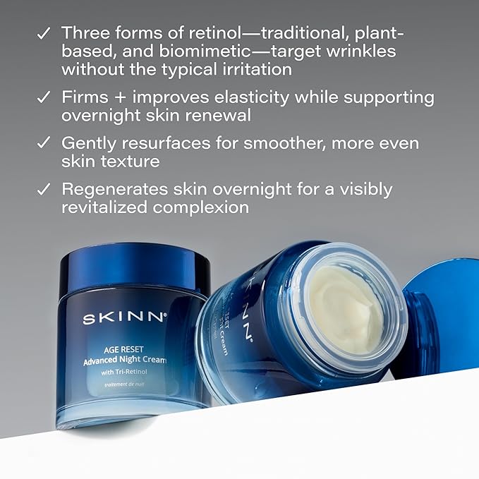 SKINN Advanced Night Cream for Face, 1.7 Fl Oz - Deep Wrinkle Cream for Women & Men for Fine Lines, Uneven Skin Tone & Sagging Skin - Facial Moisturizer Skin Care for Vibrant & Healthy-Looking Skin