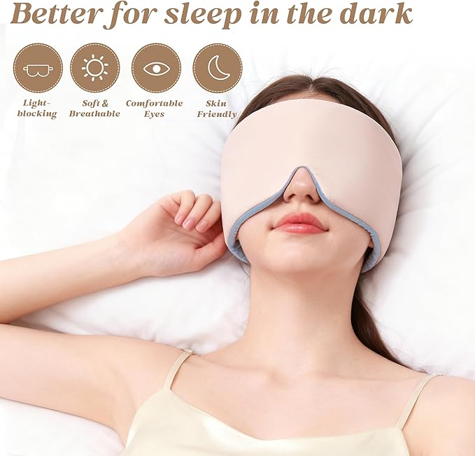 Sleep Mask,Eye Mask for Sleeping,Ultra Soft Comfortable Blackout Eye Cover for Women Men,Soft Pressure-Free Design for Side Sleepers, Home, Travel, Office, Napping (Pink)