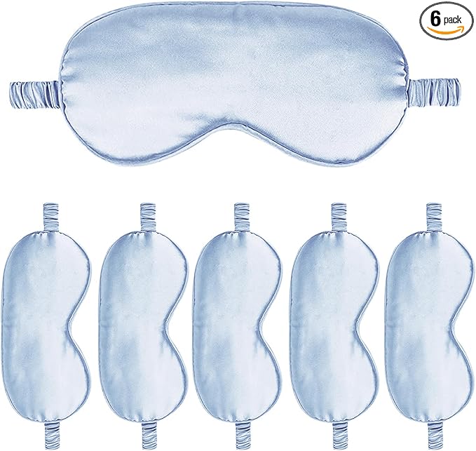 6PACK Silk Sleep Mask Satin Eye Masks Blackout Silky Eyeshade Cover Soft Blindfold Eyeshades for Women Sleeping Travel Gift